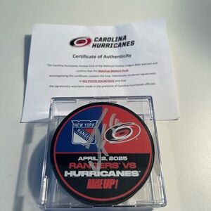 Signed Carolina Hurricanes 2025 Matchup Mystery Puck w/ COA